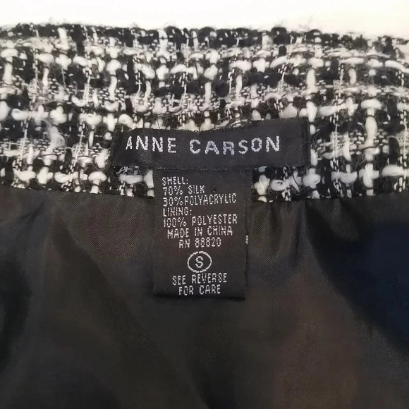 Anne Carson Silk Tweed Collarless Blazer with Faux Fur and Patch Pockets Small - Picture 10 of 13